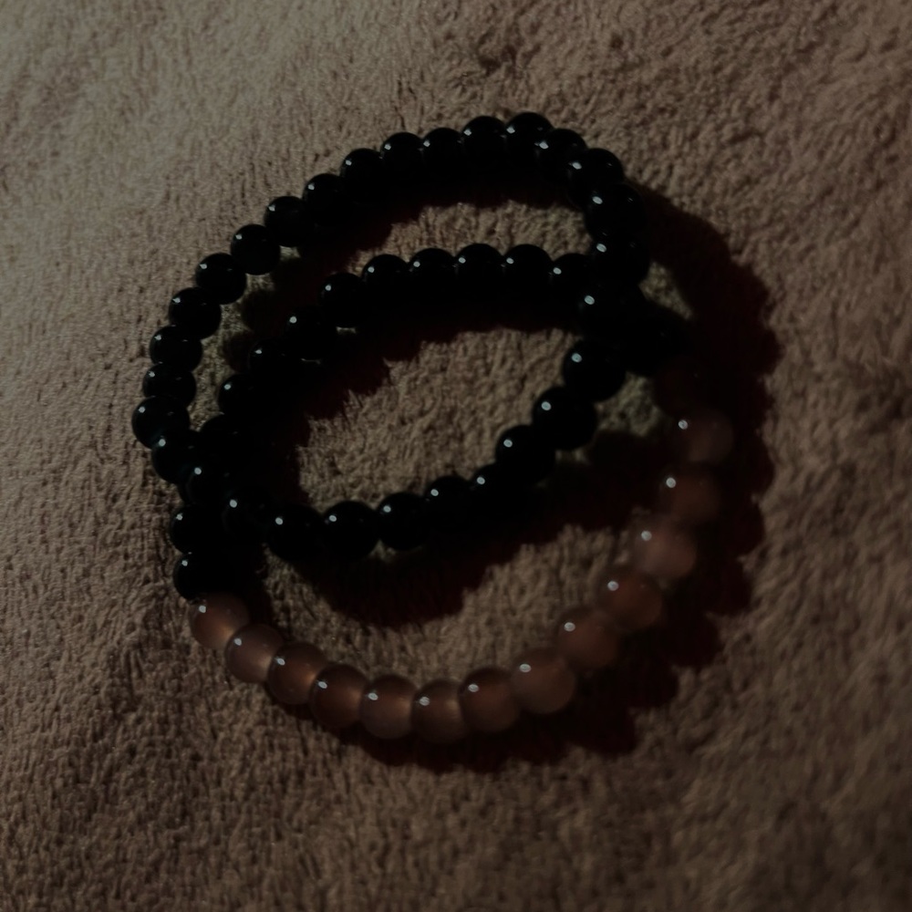 Elegant Black and Brown Beaded Bracelet Set